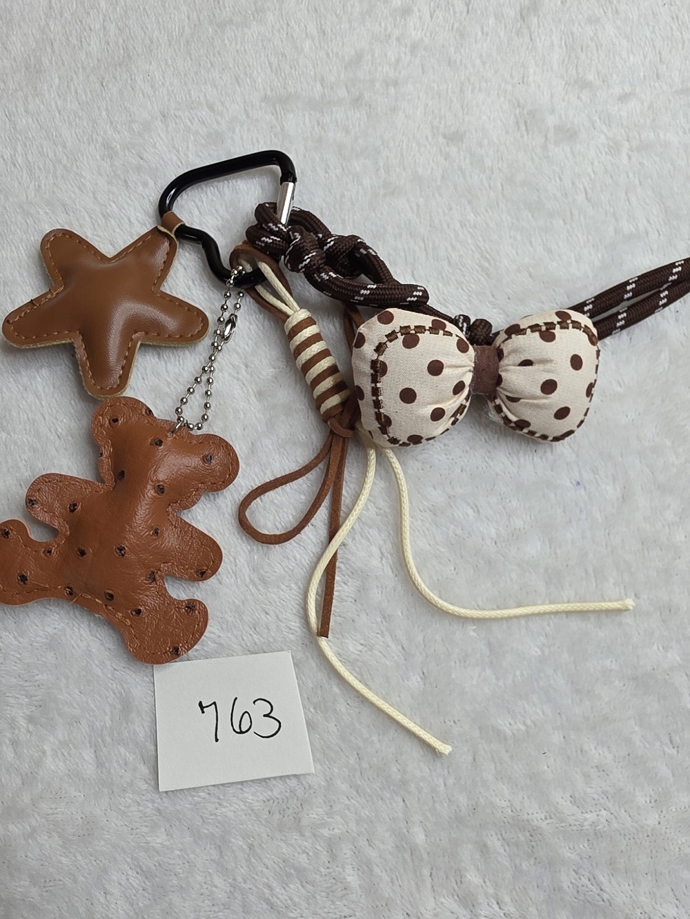 Vegan Bear Star Bow Bag charm Keychain